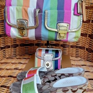 Coach Bag/Purse, Wallet, and Wedges/Sandals set